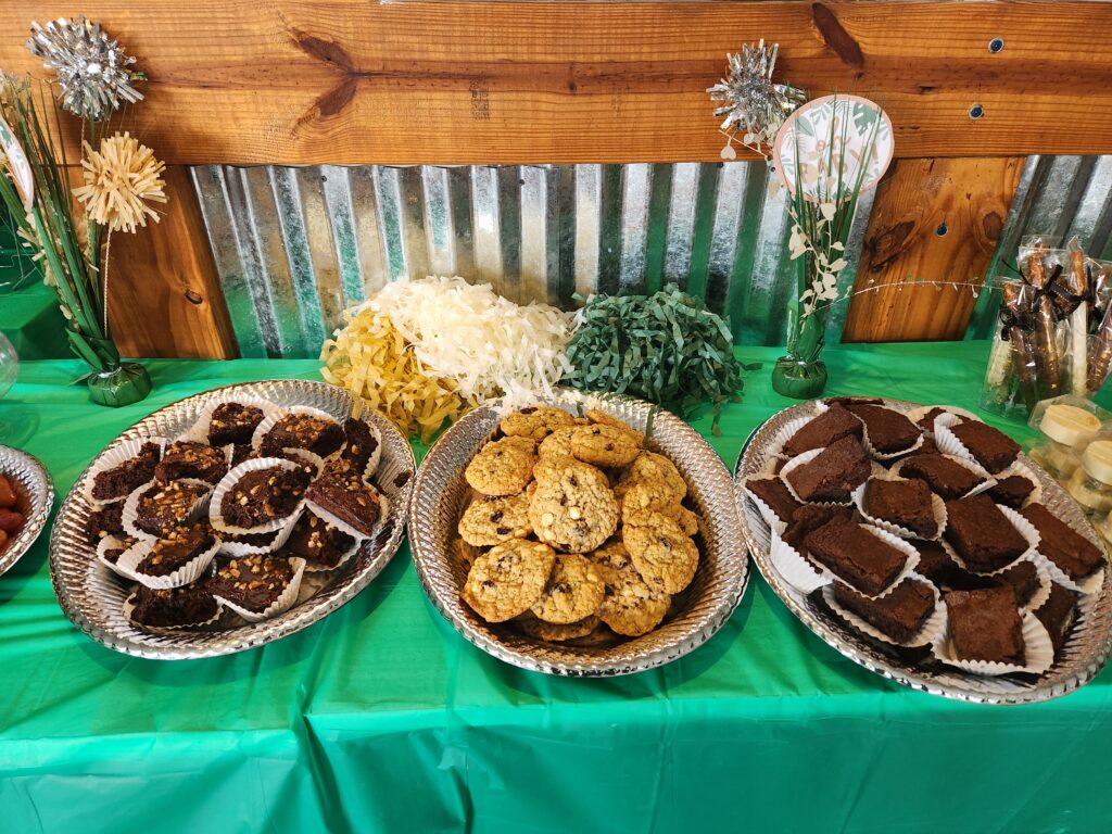 Dessert table with brownies and cookies