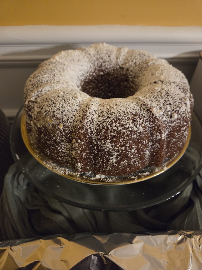 Carrot Cake dusted with powdered sugar
